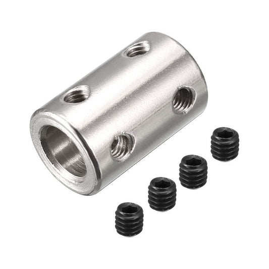 6mm to 8mm Bore Rigid Coupling 22mm Length 14mm Diameter Shaft Coupler Connector Silver Tone Metal
