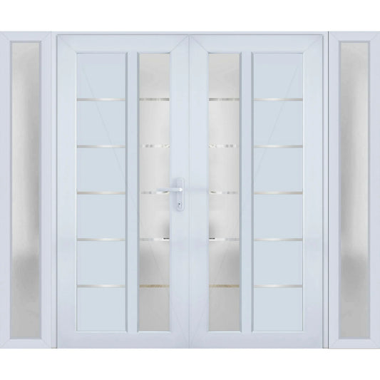 Front Exterior Prehung Metal-Plastic Double Doors / MANUX 8088 White Silk
