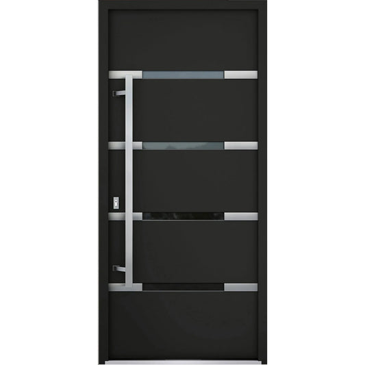 Front Exterior Prehung Steel Door / Deux 1105 Black Enamel