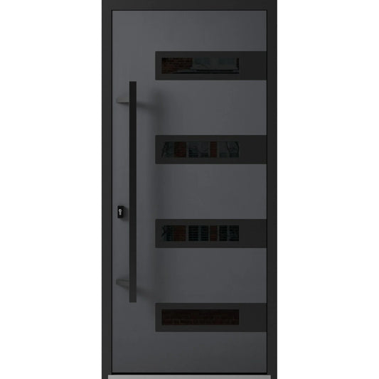 Front Exterior Prehung Steel Door / Ronex 0131 Grey / Entry Metal Modern Painted