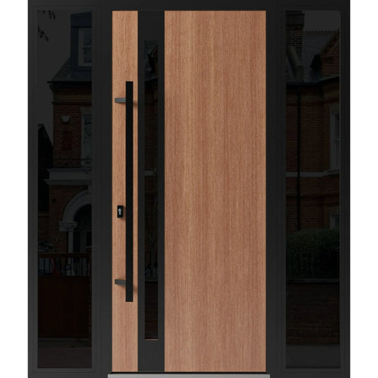 Front Exterior Prehung Steel Door / Ronex 1033 Teak