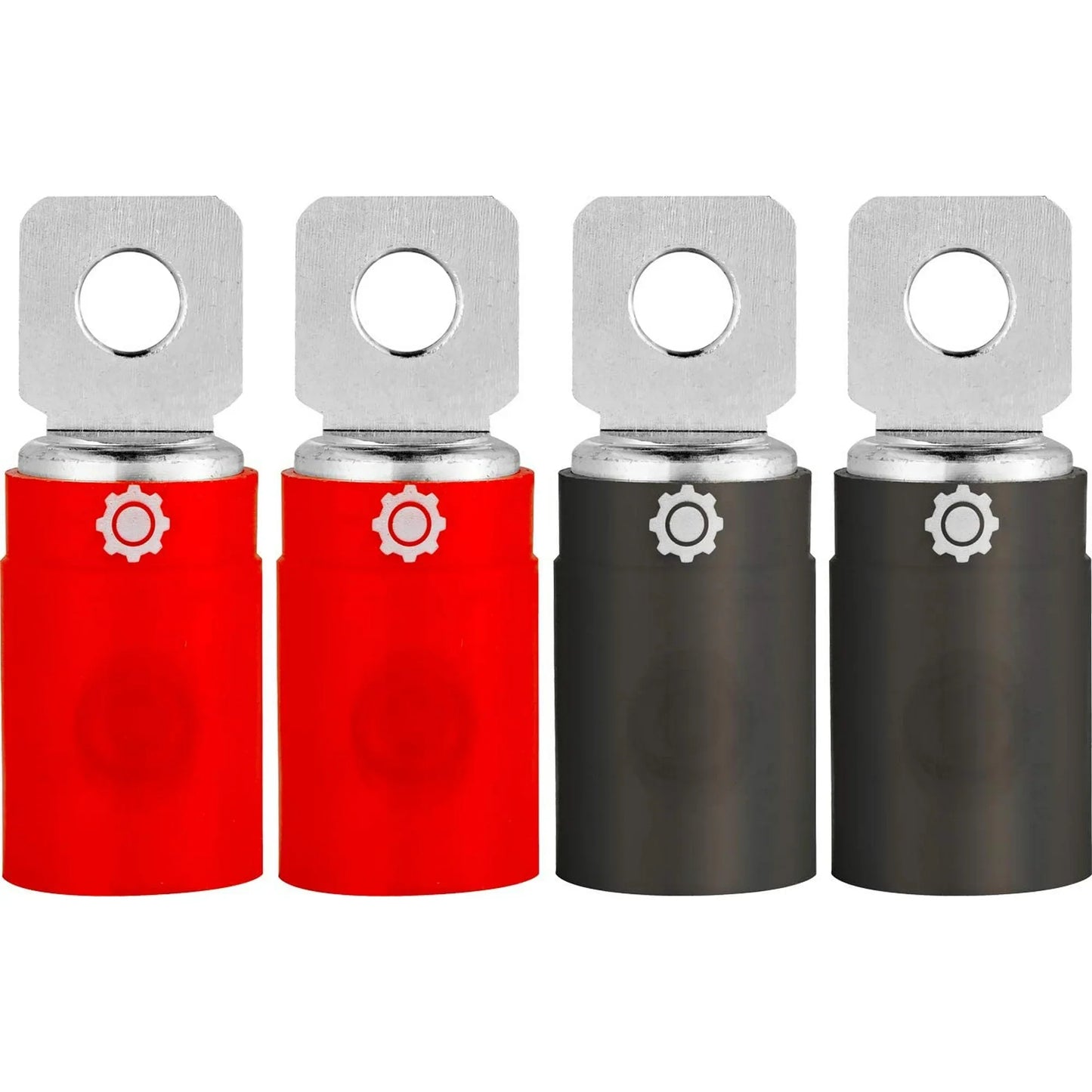 InstallGear 1/0 Gauge Tinned Pure Copper Set Screw Ring Terminals | 4-Pack