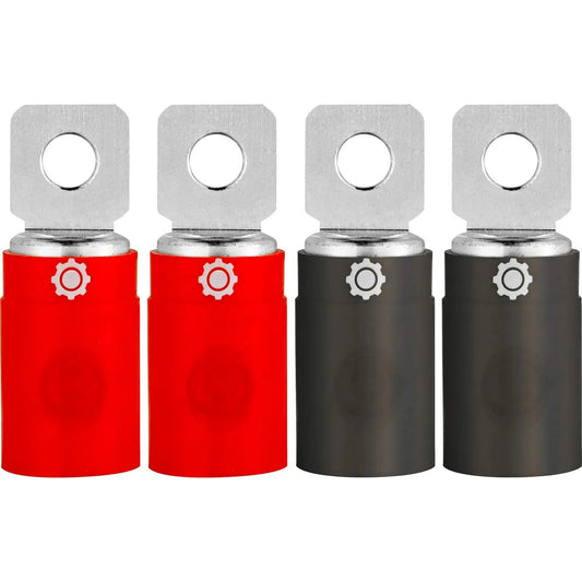 InstallGear 1/0 Gauge Tinned Pure Copper Set Screw Ring Terminals | 4-Pack