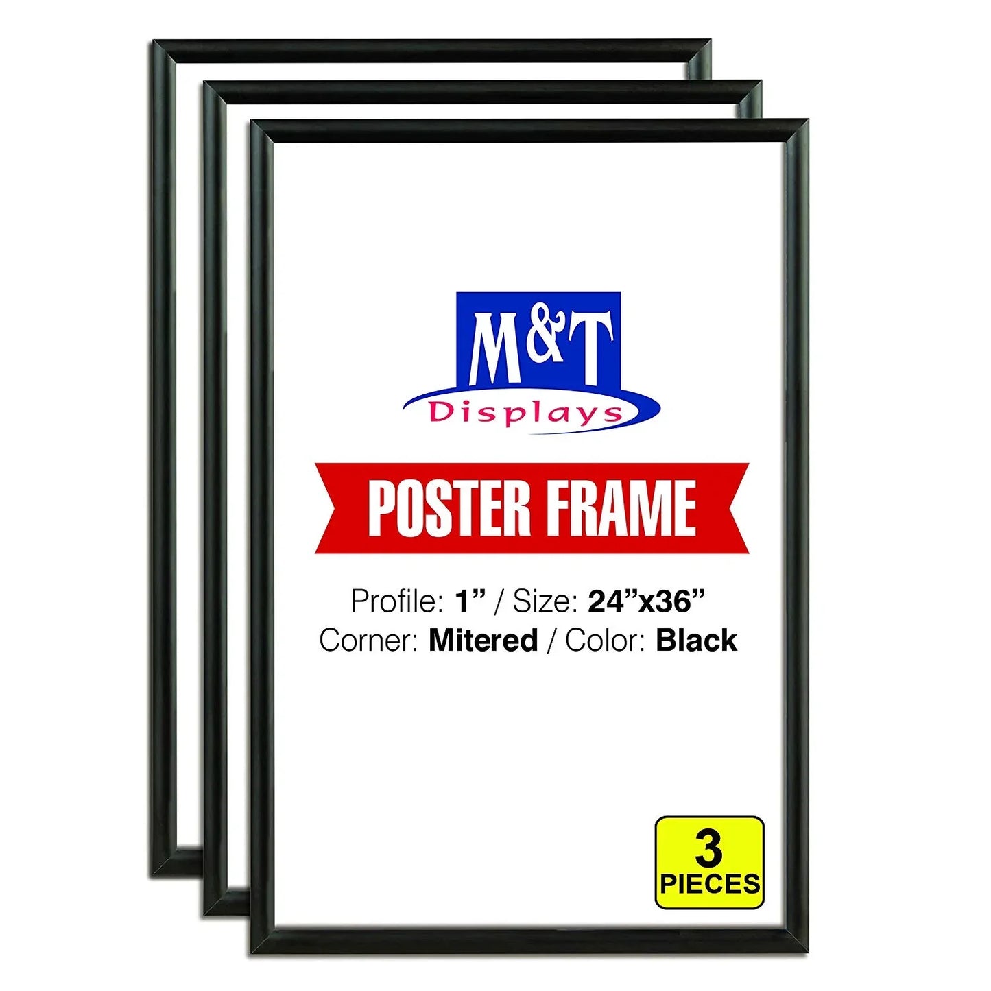1 Inch Black Color Aluminum Profile, Front Loading, Mitered Corner