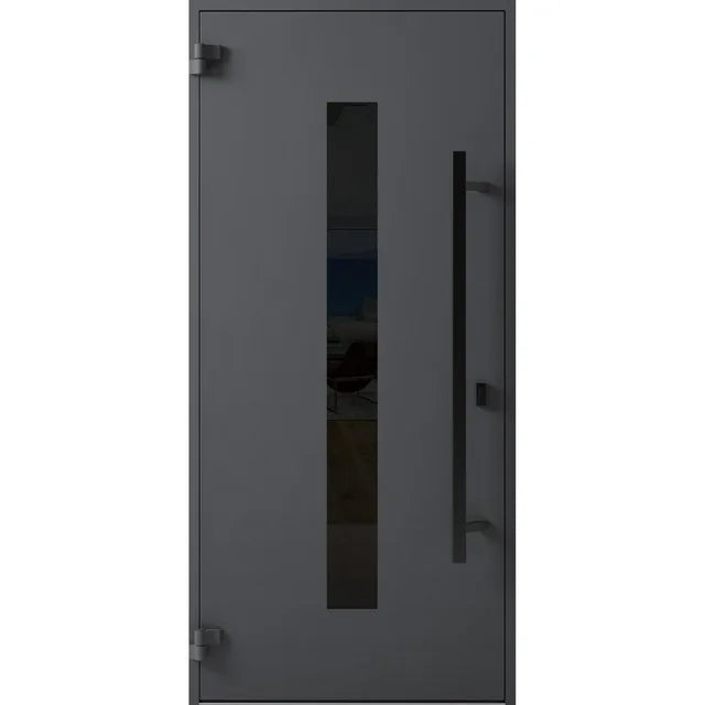 Front Exterior Prehung Steel Door / Ronex 0130 Grey / Entry Metal Modern Painted