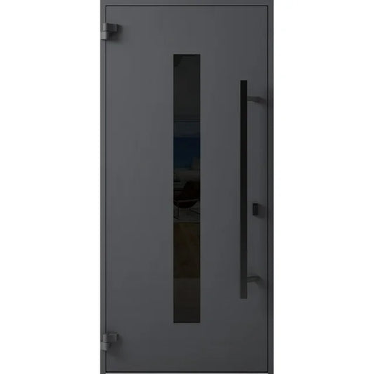 Front Exterior Prehung Steel Door / Ronex 0130 Grey / Entry Metal Modern Painted