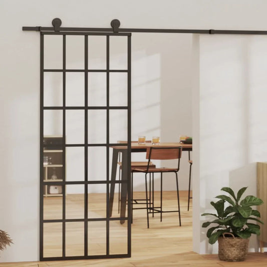 vidaXL Sliding Door ESG Glass and Aluminum