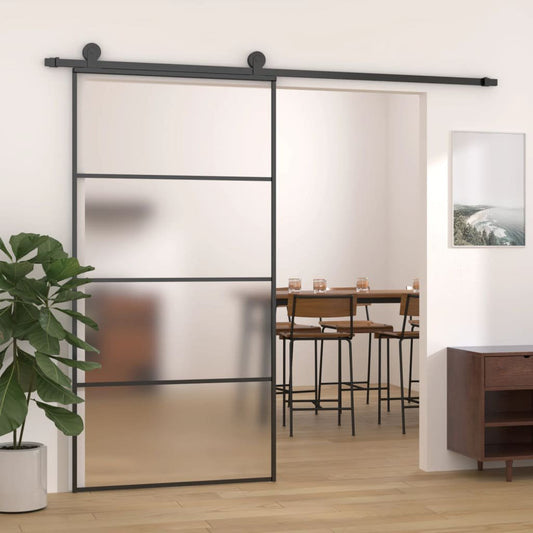 Sliding Door Frosted ESG Glass and Aluminum
